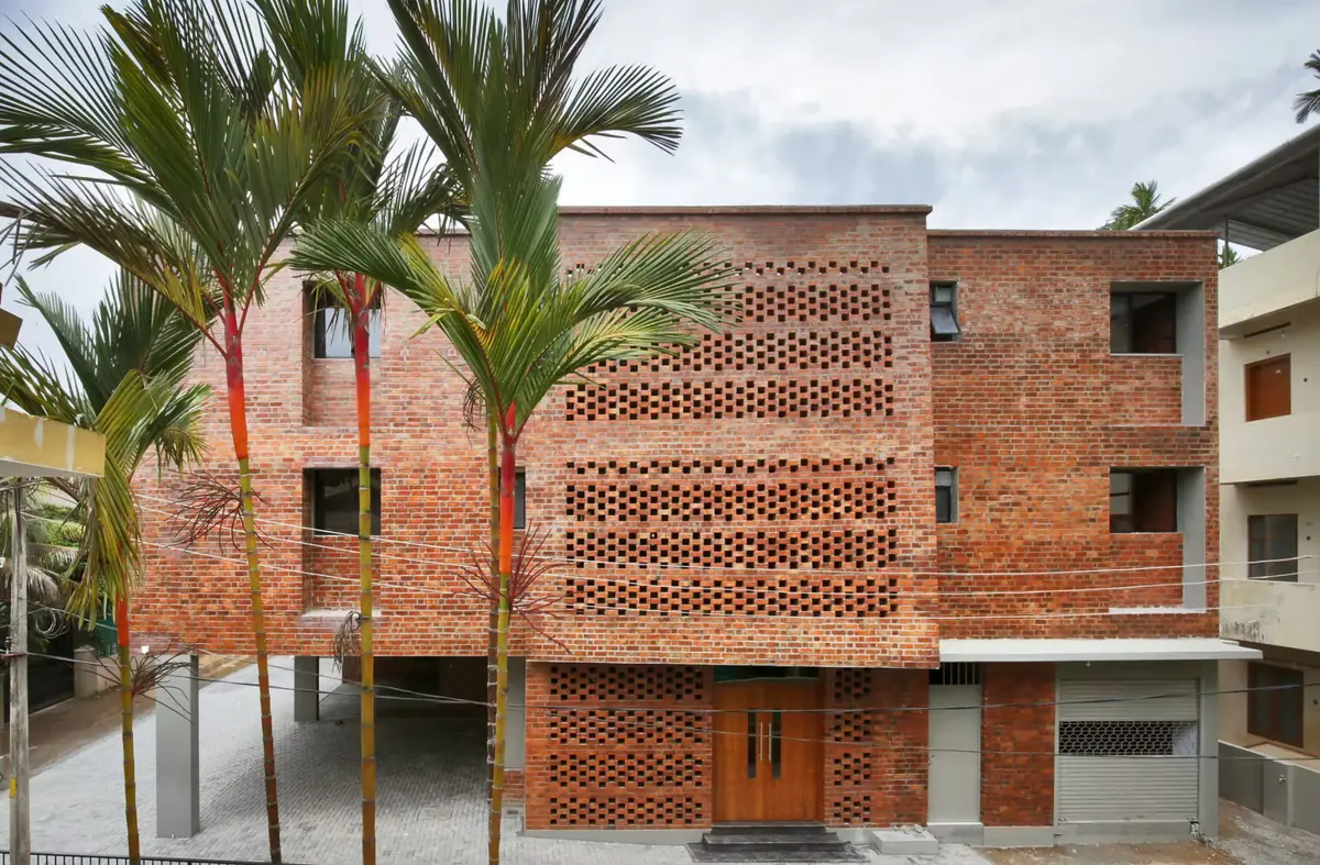 Detailed brick screen facade at Benzinger Hospice Home