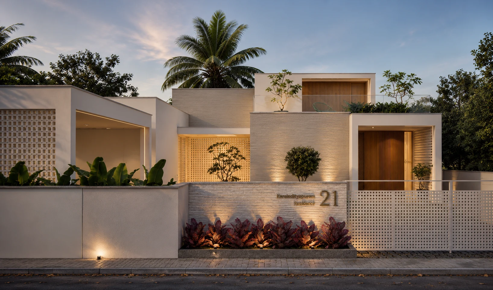 Keraladityapuram Residence front elevation in Trivandrum