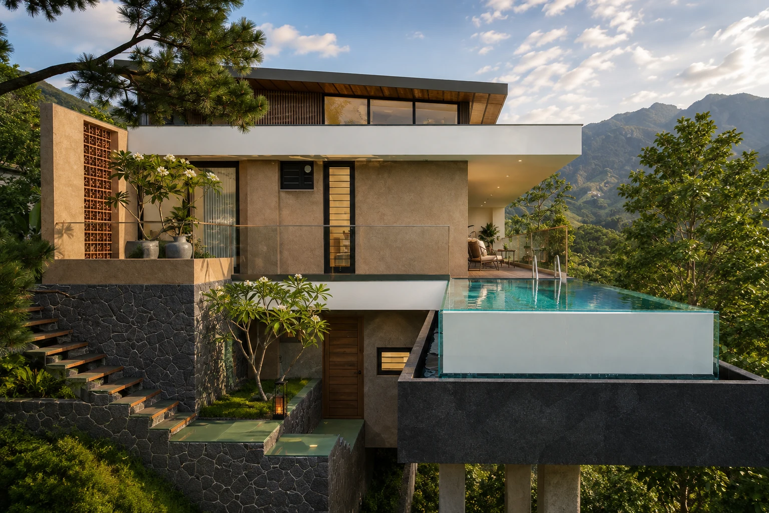 Mystic Meadow hillside residence with pool terrace at Malamukal Hills