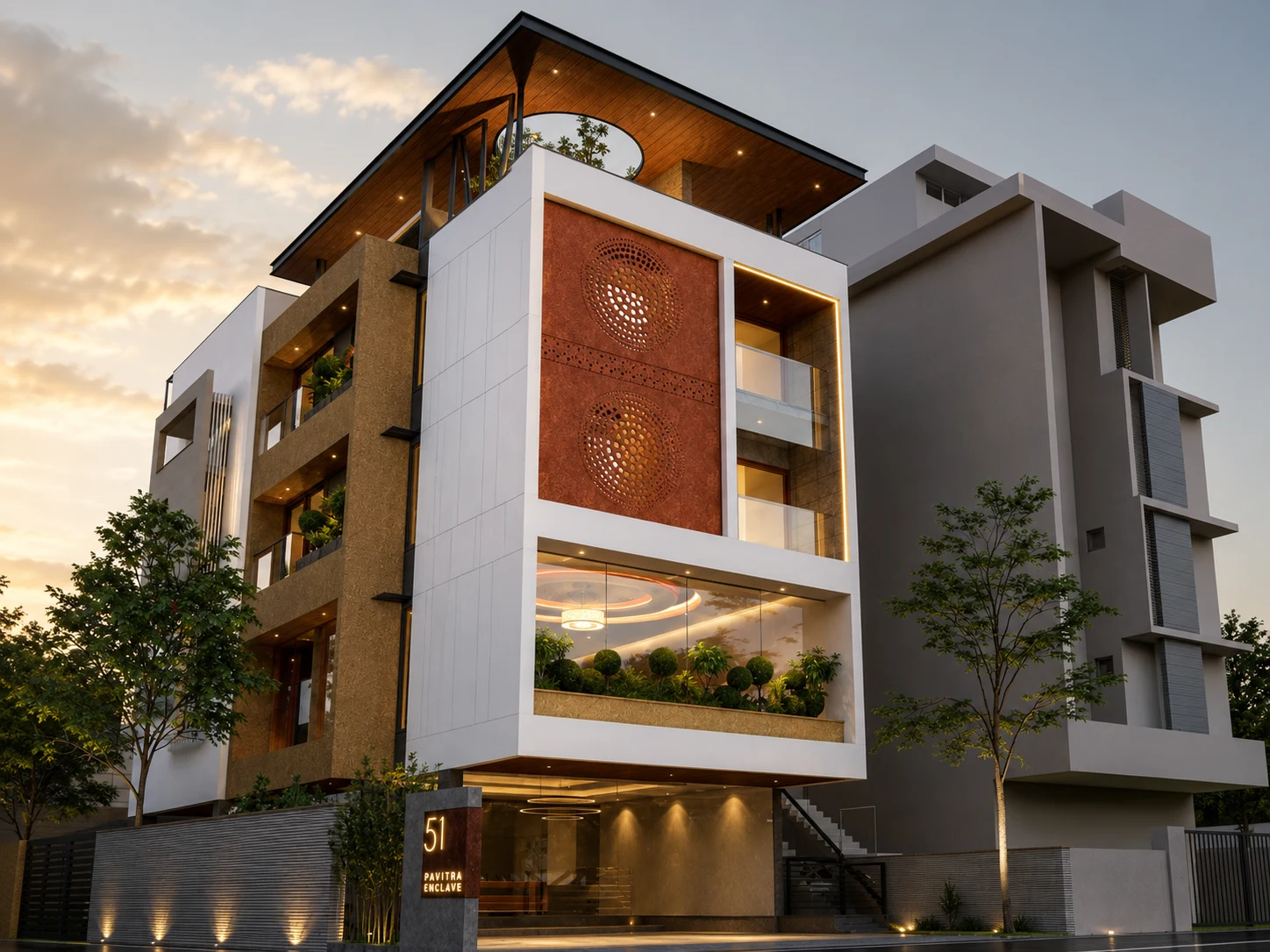 Pavitra Enclave multi-storey commercial building in Trivandrum