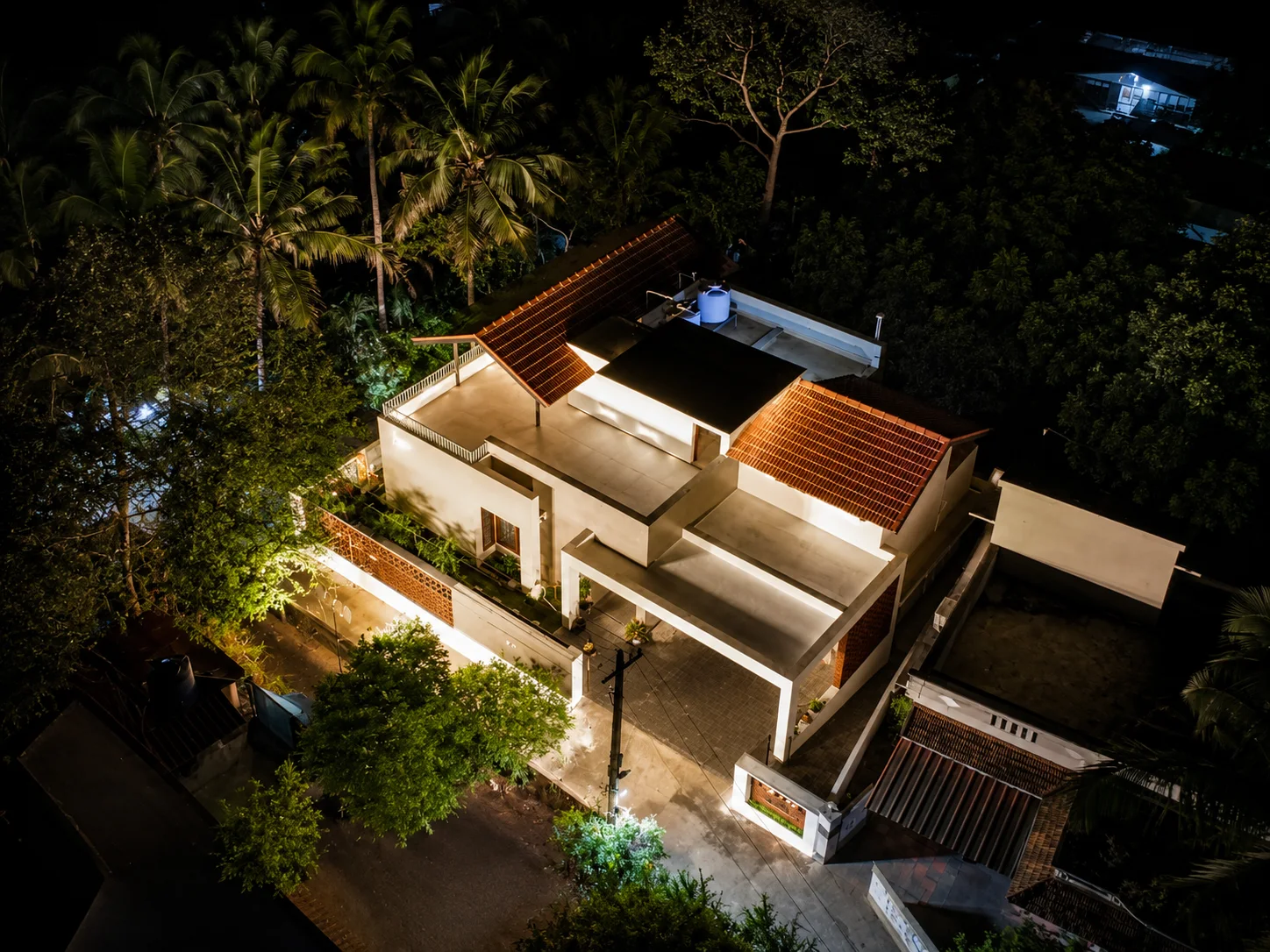 Night aerial view of the Residence at Sreekaryam